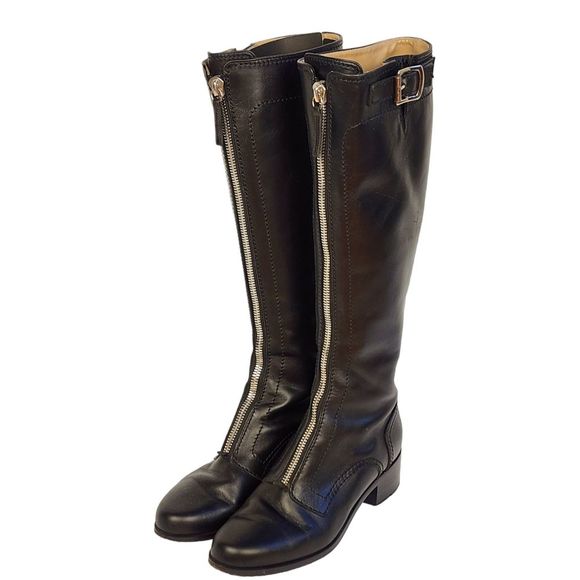 Proenza Schouler Zippered Tall Black Leather Boots - Picture 3 of 10